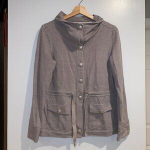 Guess Large Gray Sweater Jacket Drawstring Waist Womens Ladies Cotton Casual